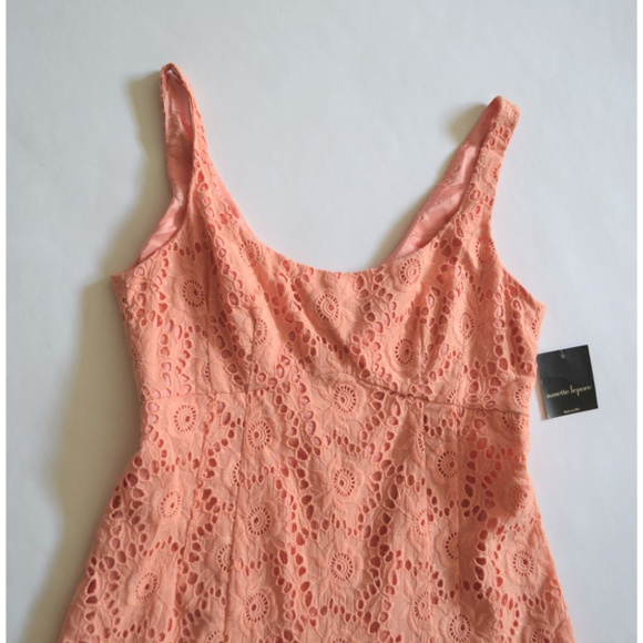 Nanette Lepore Dress A-line Sz 12 Eyelet Coral NWT - Picture 5 of 8